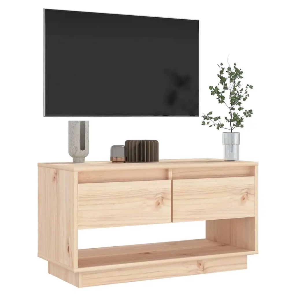 TV Cabinet Brown 74x34x40 cm Solid Pine Wood with Drawers Storage Unit