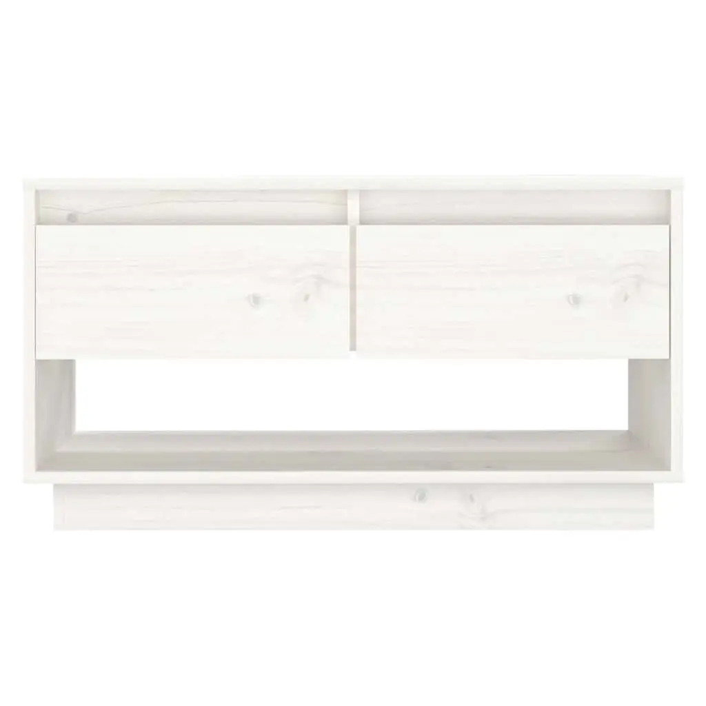 TV Cabinet White Solid Wood 74x34x40 cm Pine Wooden Storage Unit with Drawers