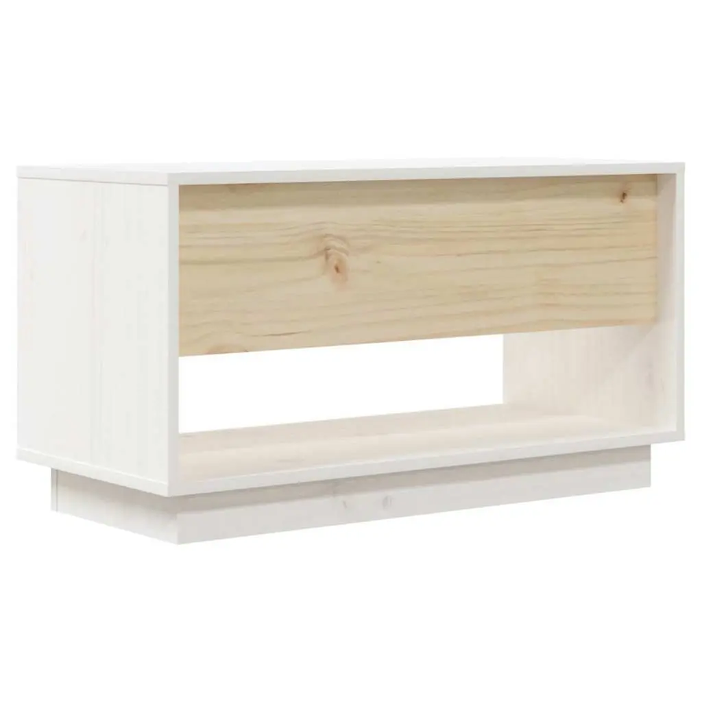 TV Cabinet White Solid Wood 74x34x40 cm Pine Wooden Storage Unit with Drawers