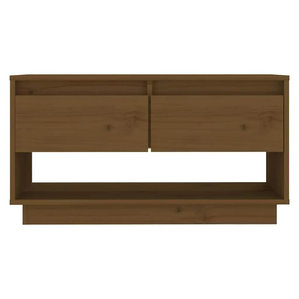 Solid Wood Pine TV Cabinet Honey Brown 74 x 34 x 40 cm with Drawers Storage Unit
