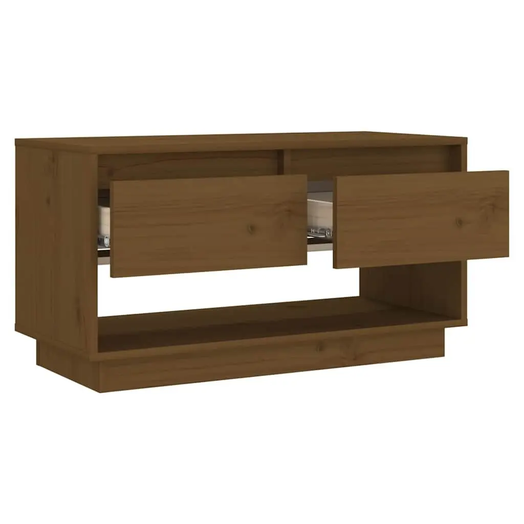 Solid Wood Pine TV Cabinet Honey Brown 74 x 34 x 40 cm with Drawers Storage Unit