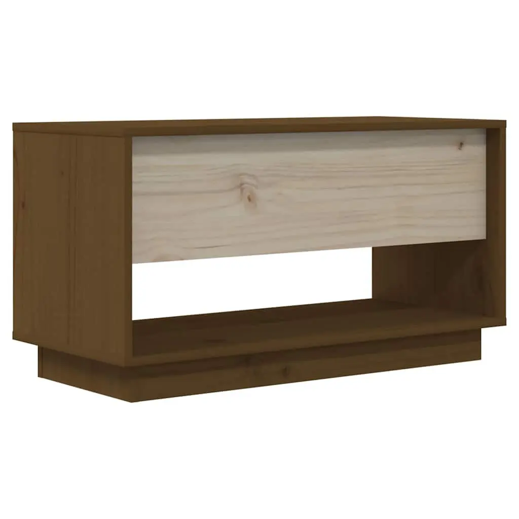 Solid Wood Pine TV Cabinet Honey Brown 74 x 34 x 40 cm with Drawers Storage Unit