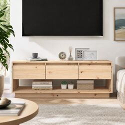 Solid Pine Wood TV Cabinet With Drawers 110.5x34x40 cm