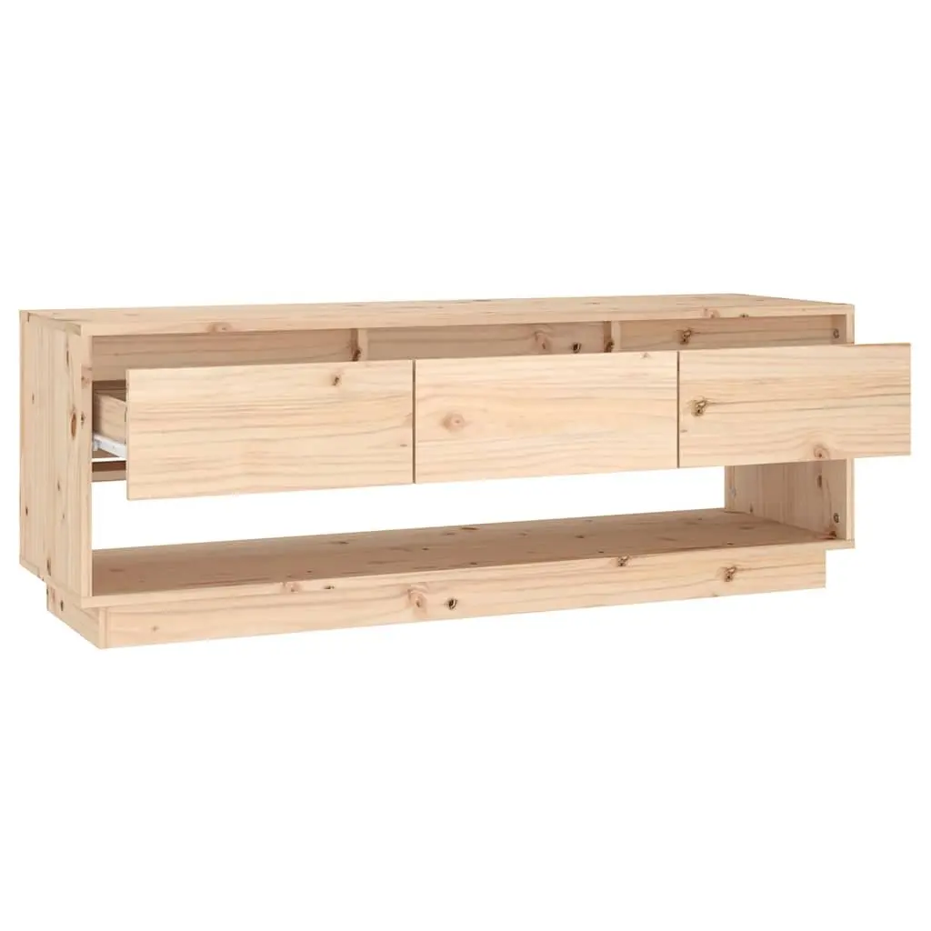 Solid Pine Wood TV Cabinet With Drawers 110.5x34x40 cm