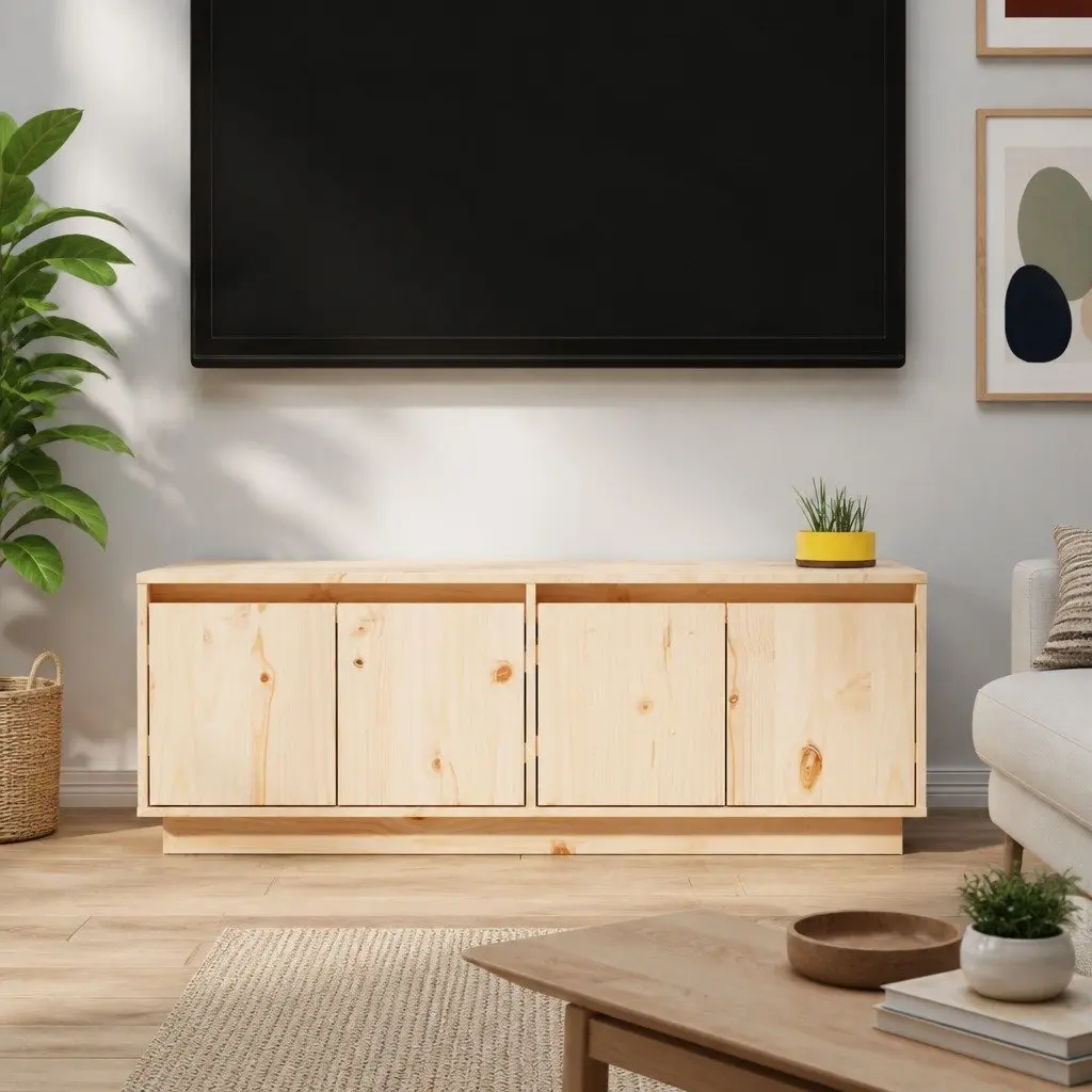 Solid Wood Pine TV Cabinet 110x34x40 cm Brown