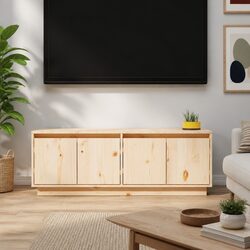 Solid Wood Pine TV Cabinet 110x34x40 cm Brown