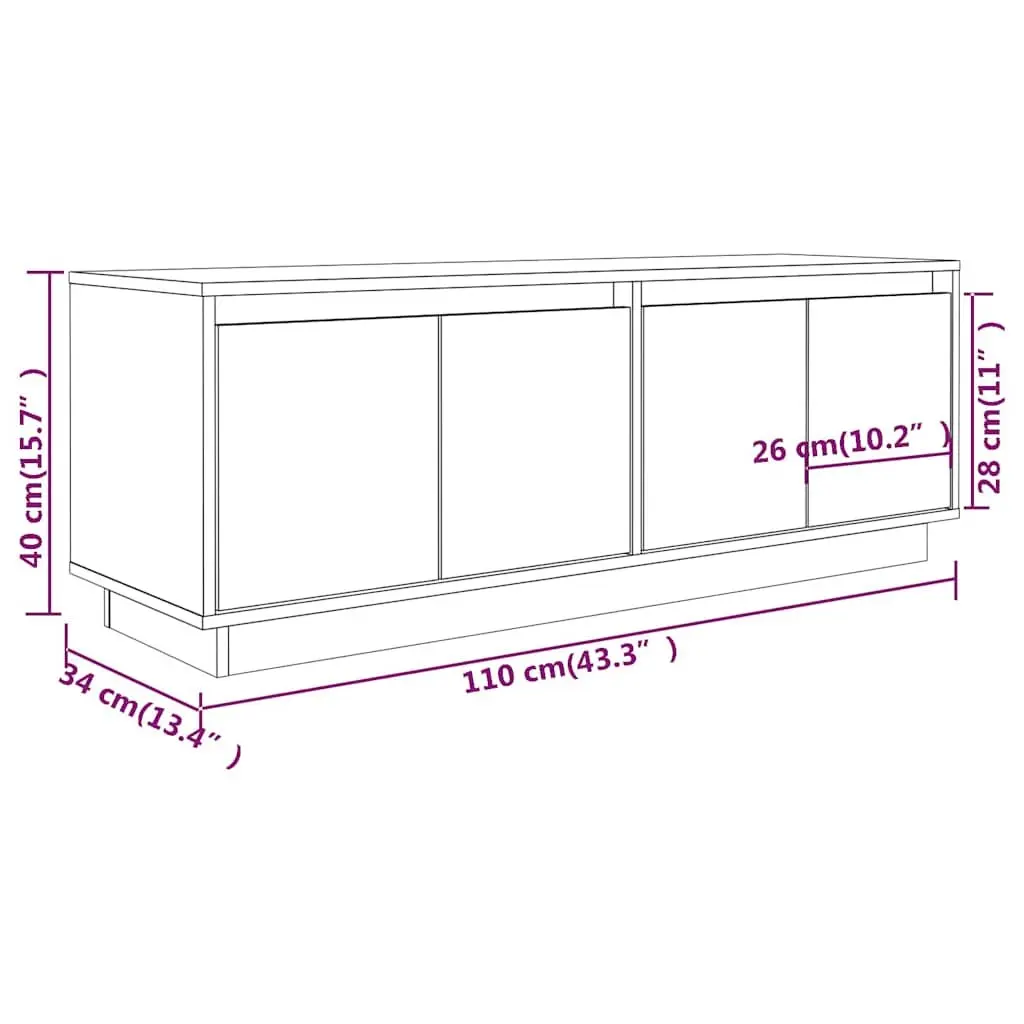 Solid Wood Pine TV Cabinet 110x34x40 cm Brown