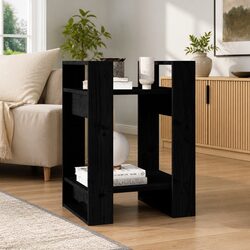 Black Solid Pinewood Book Cabinet and Room Divider