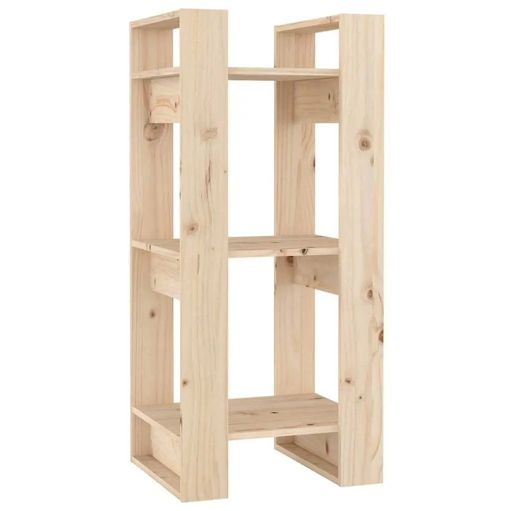 Pine Wood Book Cabinet Room Divider Rustic Style 41x35x91cm Brown Storage Unit