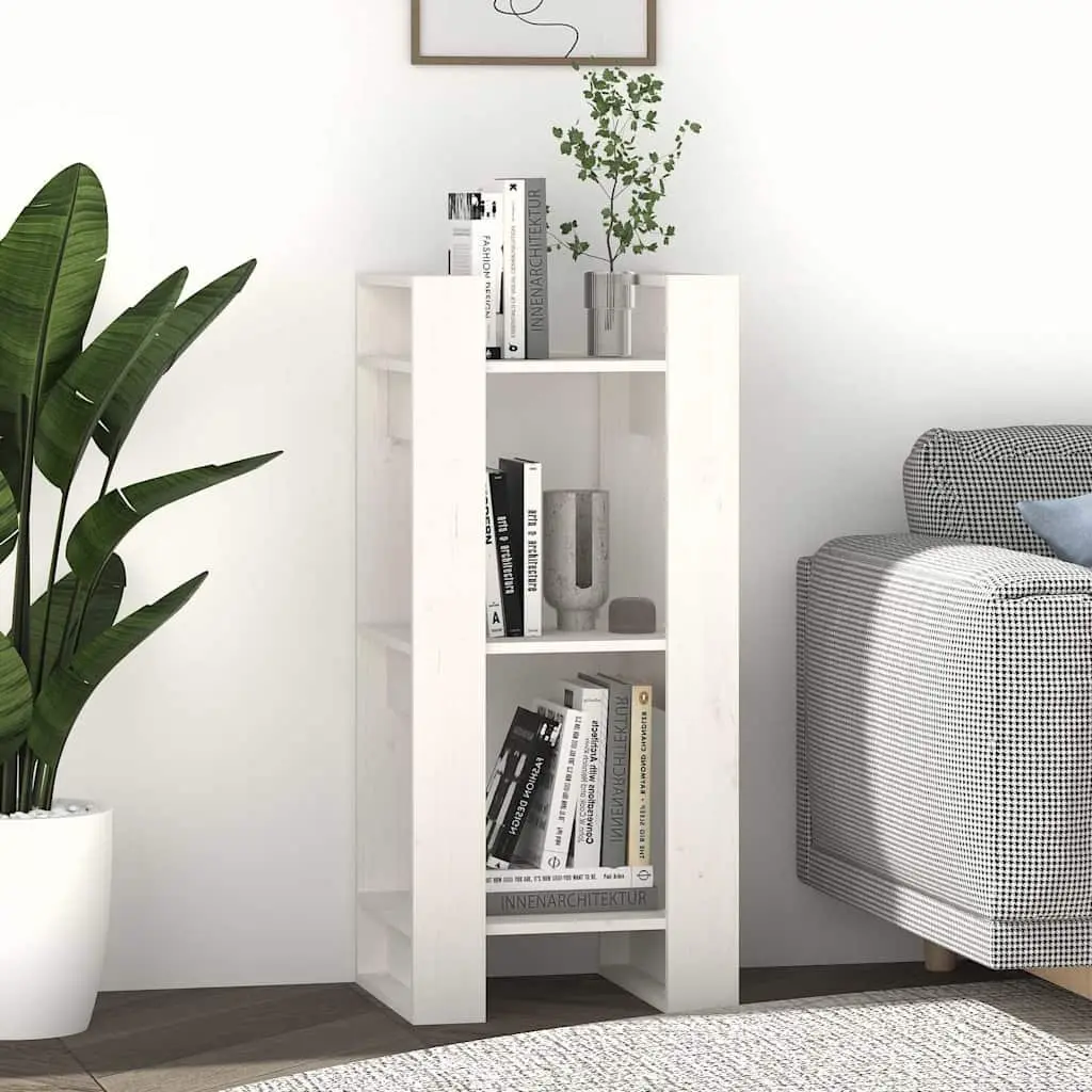 Book Cabinet Room Divider White Solid Pine Wood Shelving Storage Bookcase
