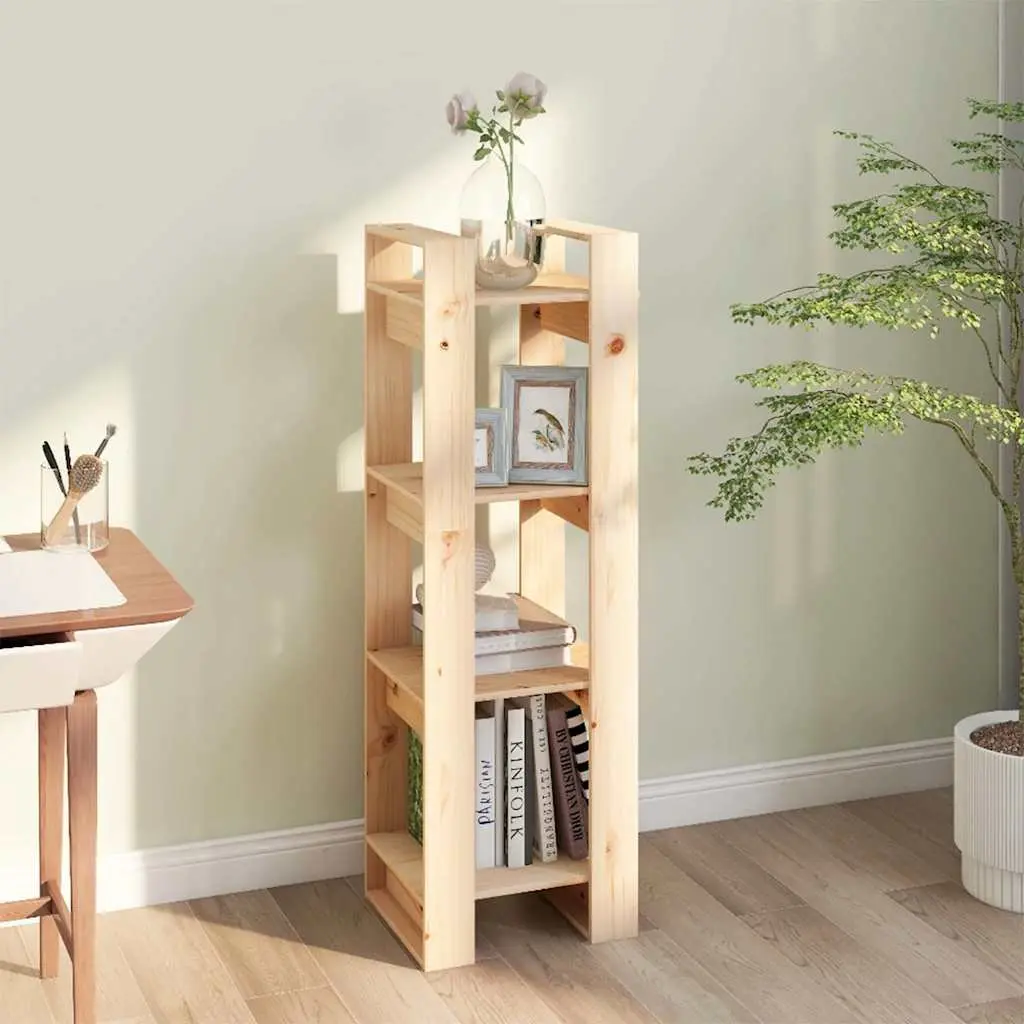 Wooden Book Cabinet Room Divider Brown 41x35x125cm Solid Pine Bookshelf Storage
