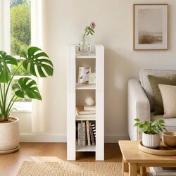 White Solid Pine Wood Book Cabinet and Room Divider