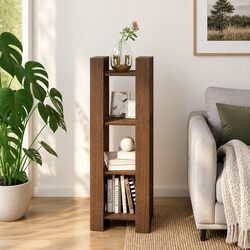 Wooden Book Cabinet and Room Divider in Brown