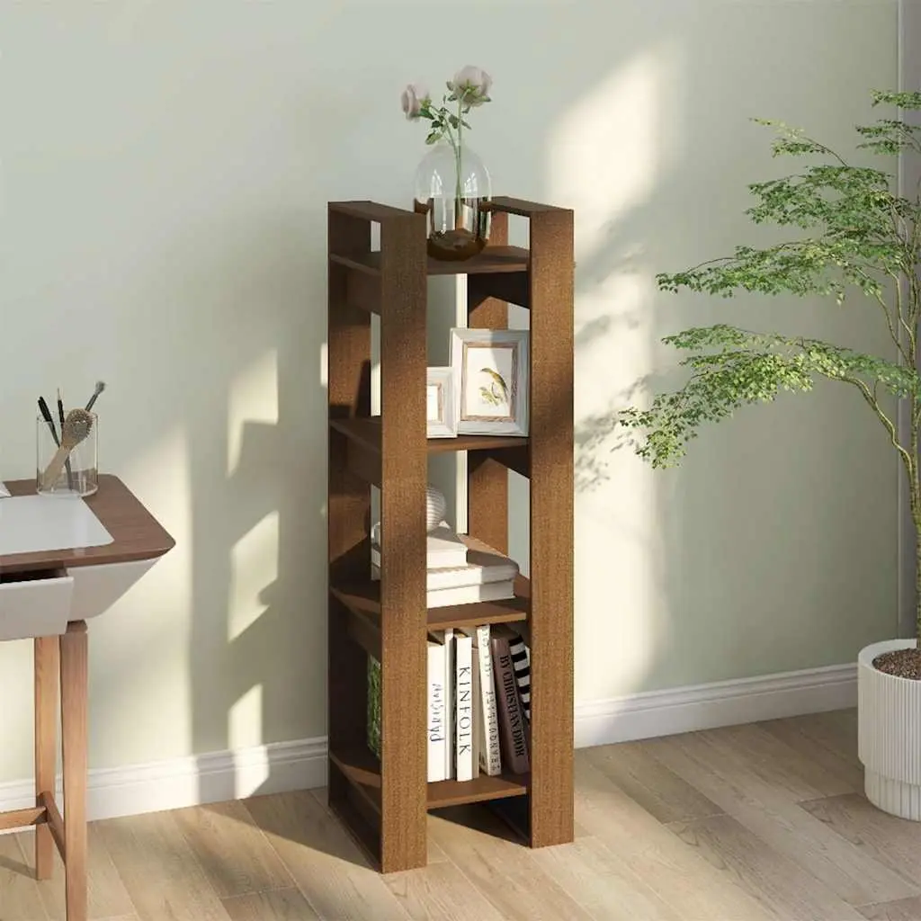 Solid Wood Book Cabinet Room Divider Bookshelf Storage Brown 41x35x125 cm