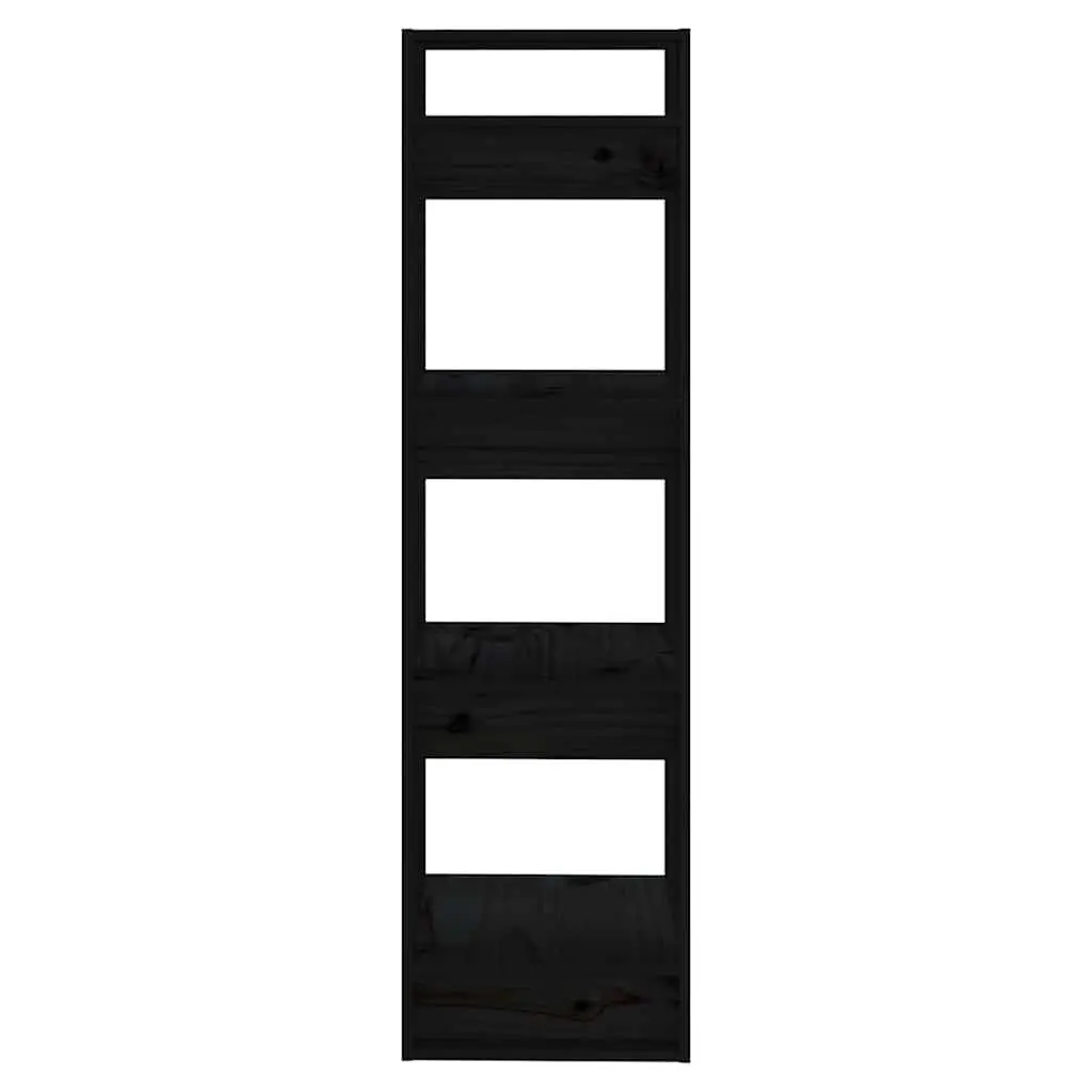 Book Cabinet Room Divider Black Solid Pine Wood Bookshelf Storage Shelving Unit