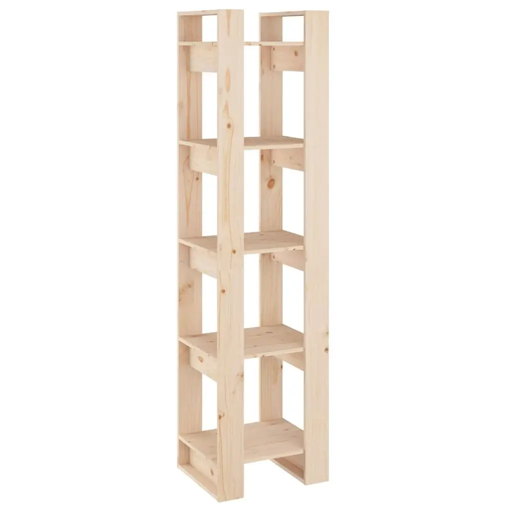 Book Cabinet Room Divider Brown 41x35x160cm Solid Pinewood Bookshelf Organiser