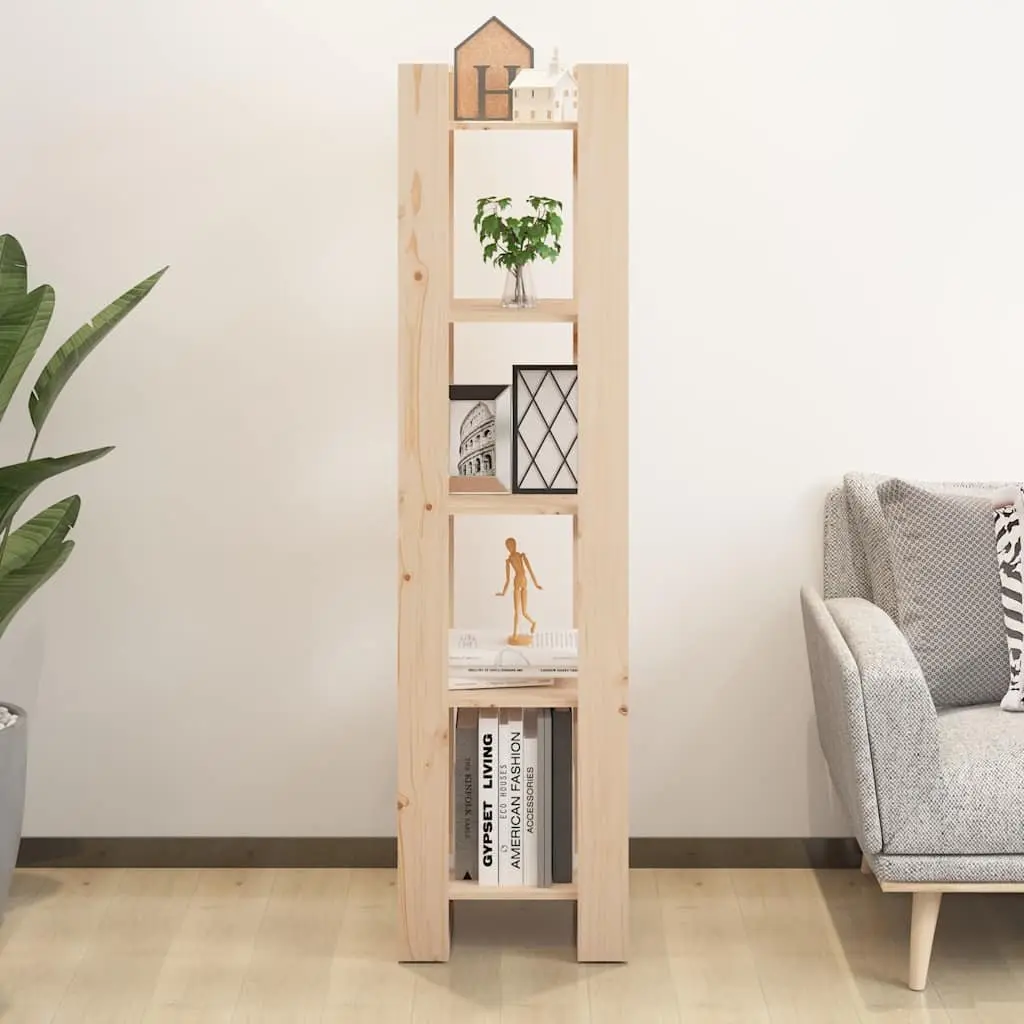 Book Cabinet Room Divider Brown 41x35x160cm Solid Pinewood Bookshelf Organiser