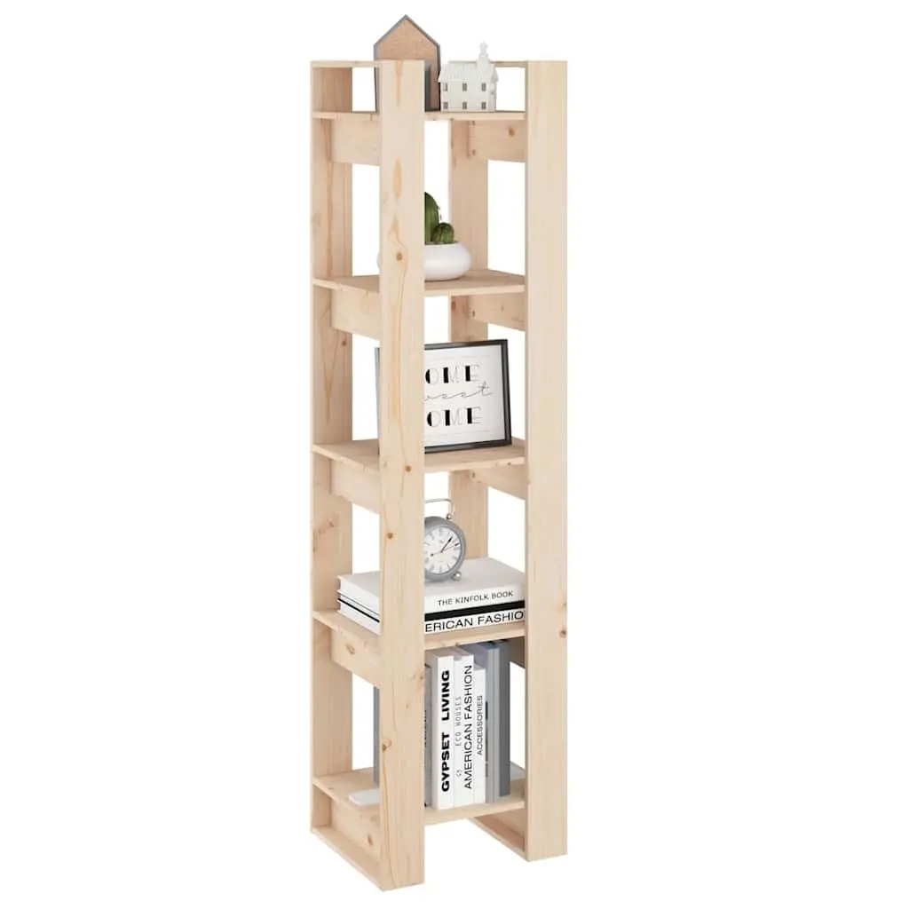Book Cabinet Room Divider Brown 41x35x160cm Solid Pinewood Bookshelf Organiser