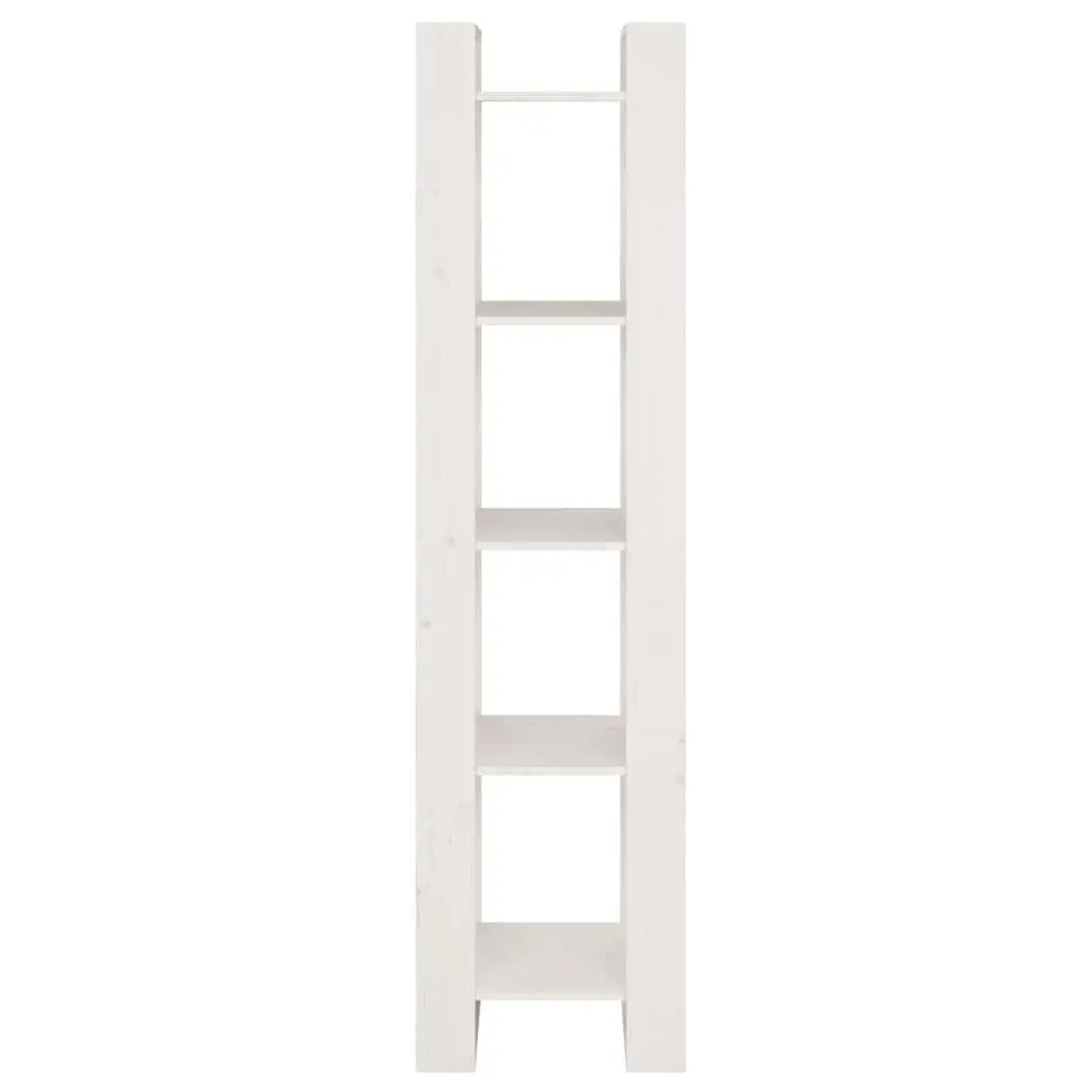 White Solid Pinewood Book Cabinet Room Divider 41x35x160 cm