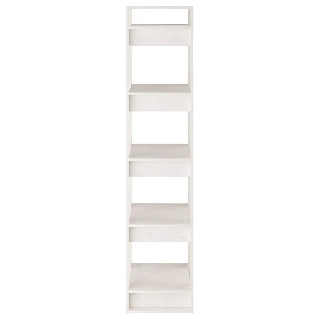 White Solid Pinewood Book Cabinet Room Divider 41x35x160 cm