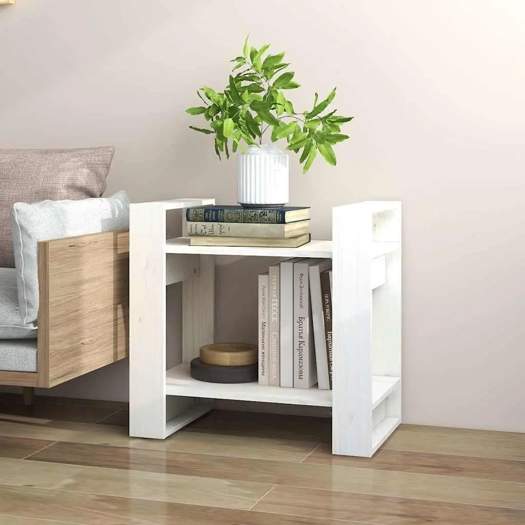 Wooden Book Cabinet Room Divider White Solid Pine Storage Shelving Unit 60 x 35 x 57 cm