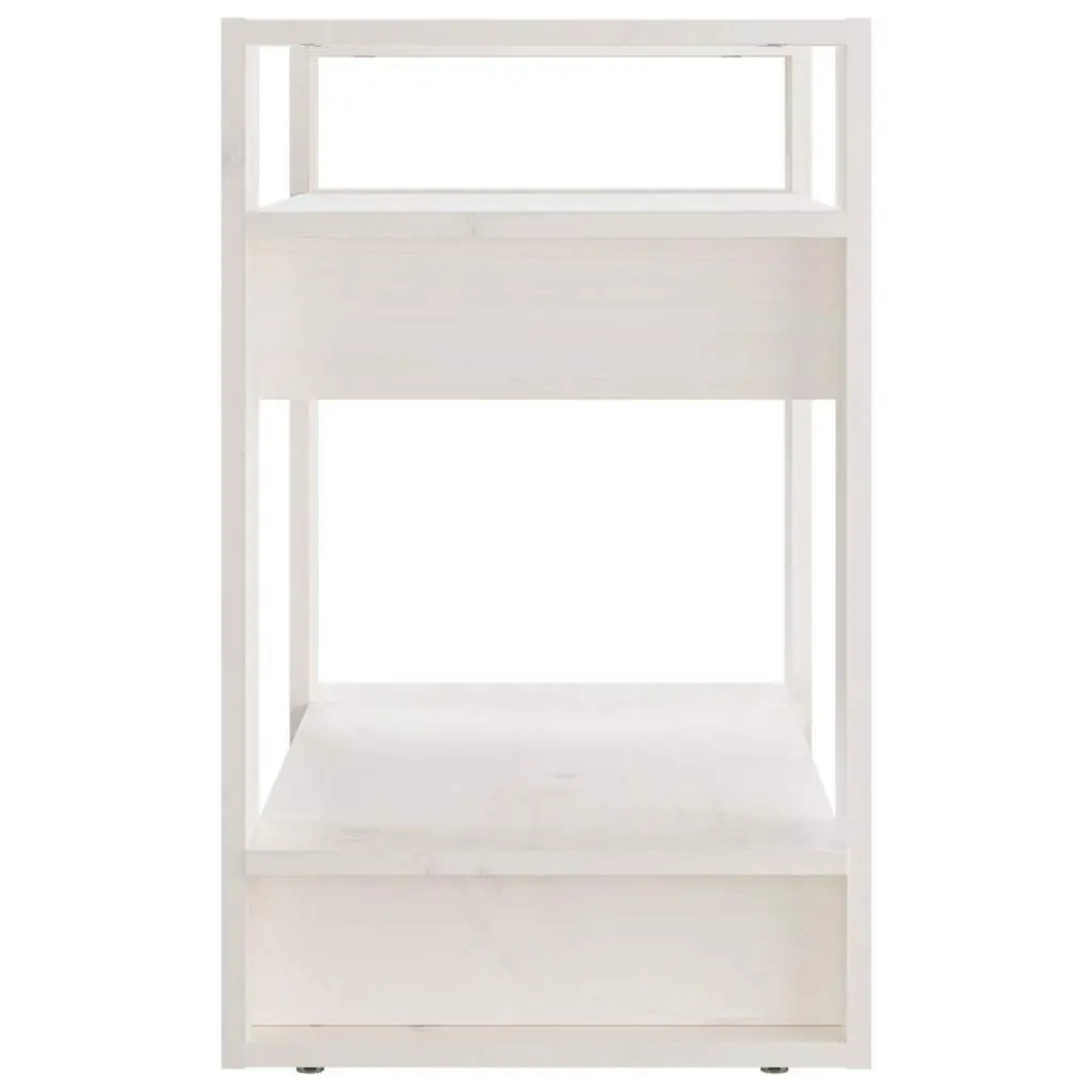 Wooden Book Cabinet Room Divider White Solid Pine Storage Shelving Unit 60 x 35 x 57 cm