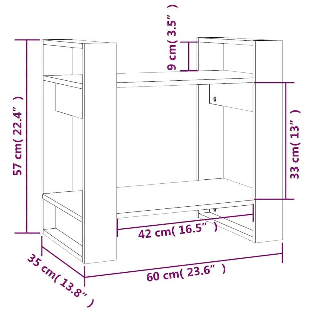 Wooden Book Cabinet Room Divider White Solid Pine Storage Shelving Unit 60 x 35 x 57 cm