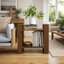 Warm Brown Solid Wood Book Cabinet and Room Divider