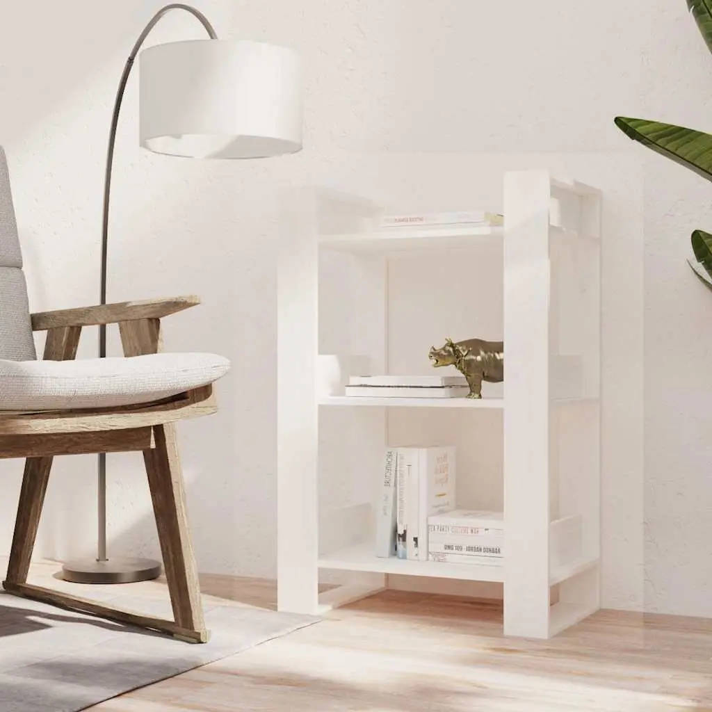 Book Cabinet Room Divider White Solid Pine Wood Shelving Storage Organiser
