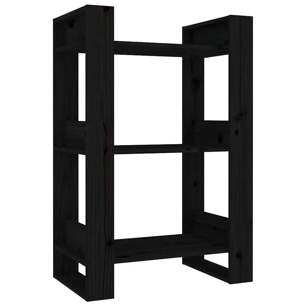 Solid Wood Pine Book Cabinet Room Divider Black 60x35x91 cm Storage Bookshelf