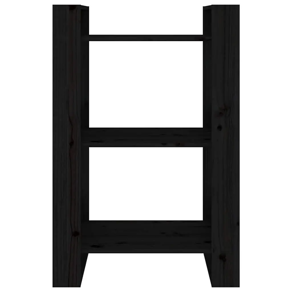 Solid Wood Pine Book Cabinet Room Divider Black 60x35x91 cm Storage Bookshelf