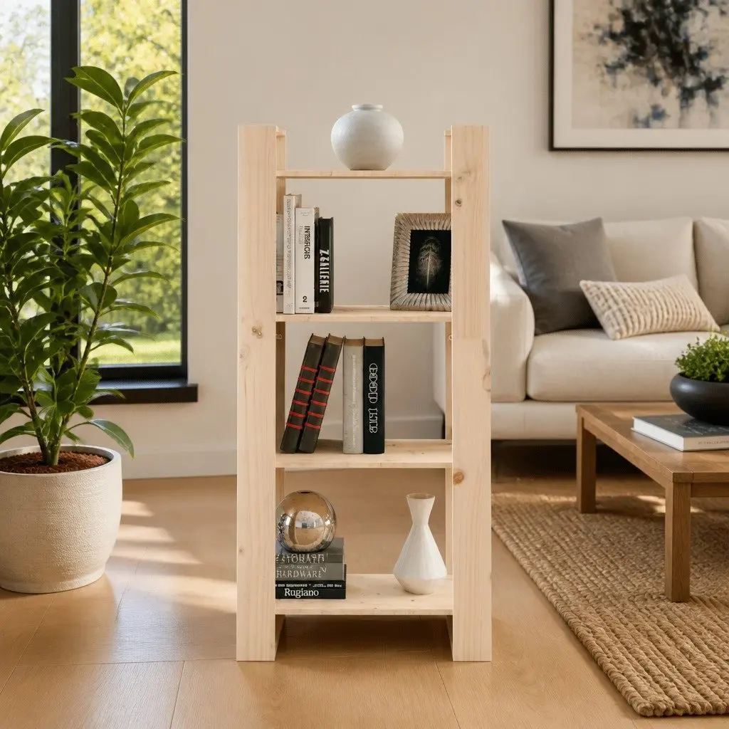 Solid Wood Book Cabinet Room Divider 60x35x125cm Brown Pine Bookshelf Storage