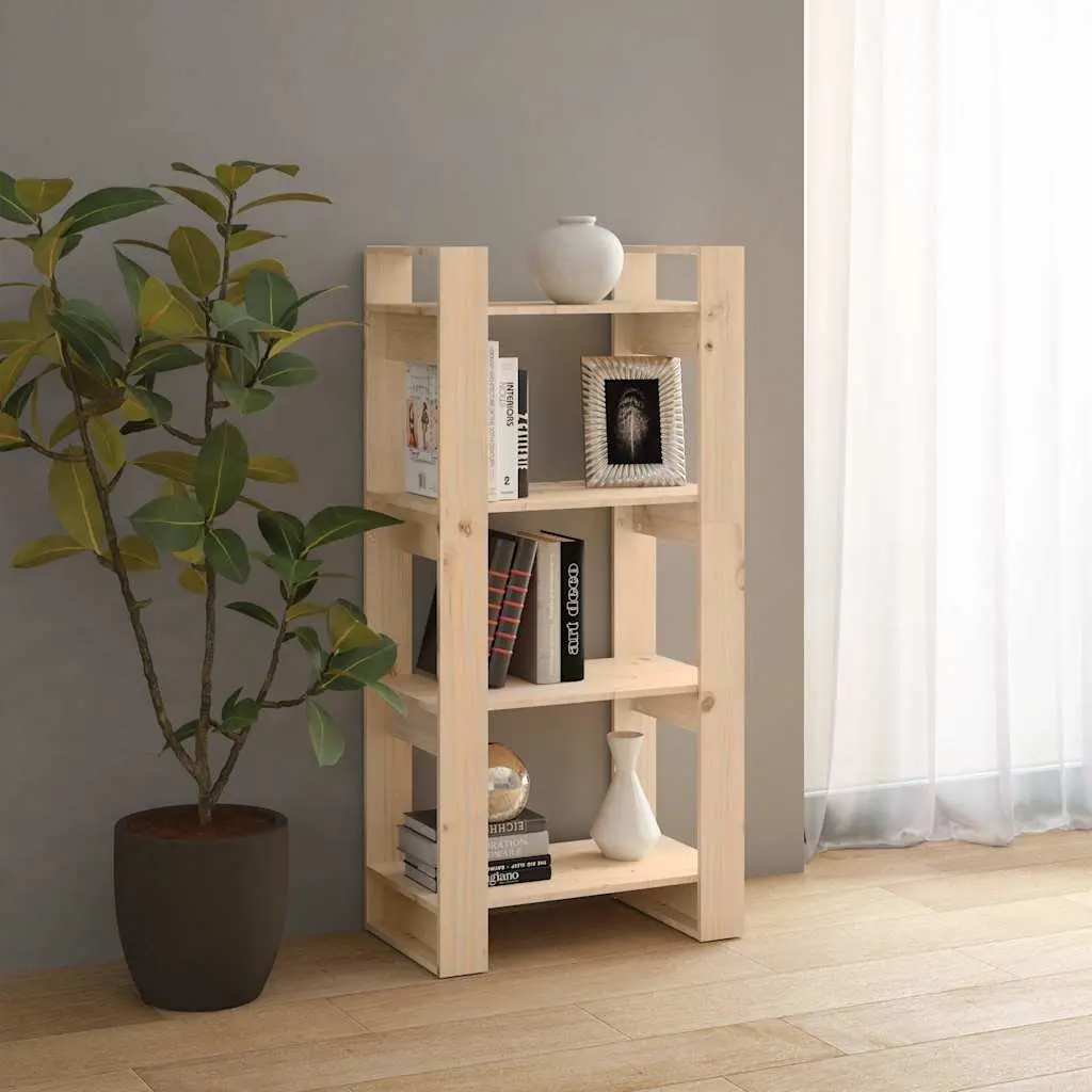 Solid Wood Book Cabinet Room Divider 60x35x125cm Brown Pine Bookshelf Storage