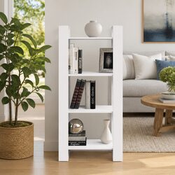 White Solid Wood Book Cabinet Room Divider 60x35x125cm