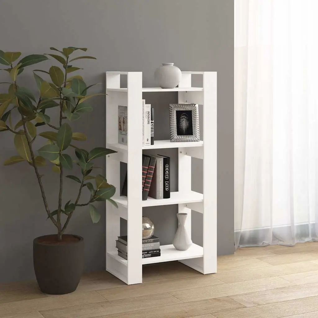 Solid Wood Book Cabinet Room Divider White 60x35x125cm Bookshelf Storage