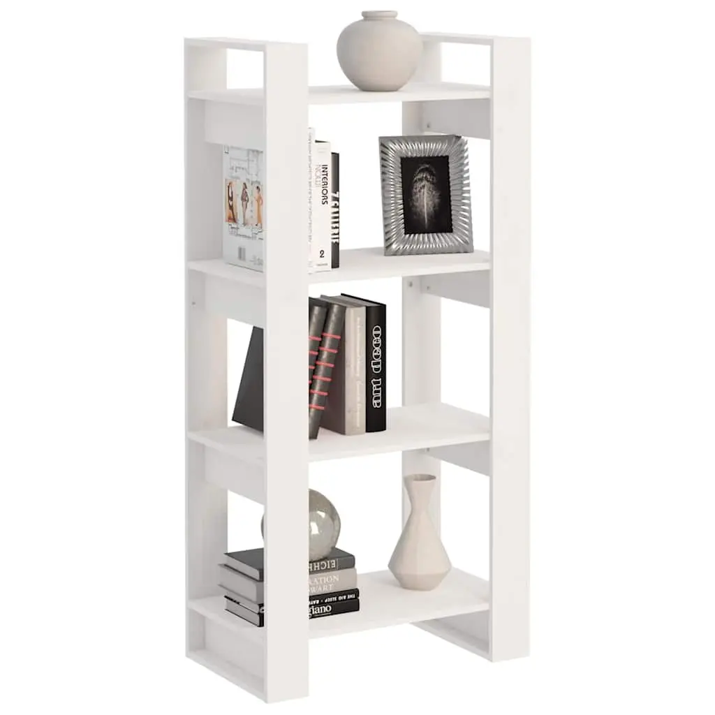 Solid Wood Book Cabinet Room Divider White 60x35x125cm Bookshelf Storage