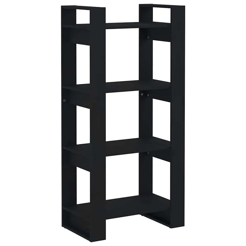 Solid Wood Book Cabinet Room Divider Storage Shelving Unit Black 60x35x125cm