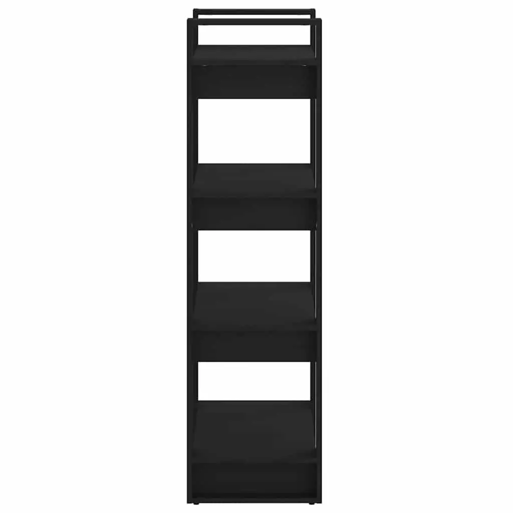 Solid Wood Book Cabinet Room Divider Storage Shelving Unit Black 60x35x125cm