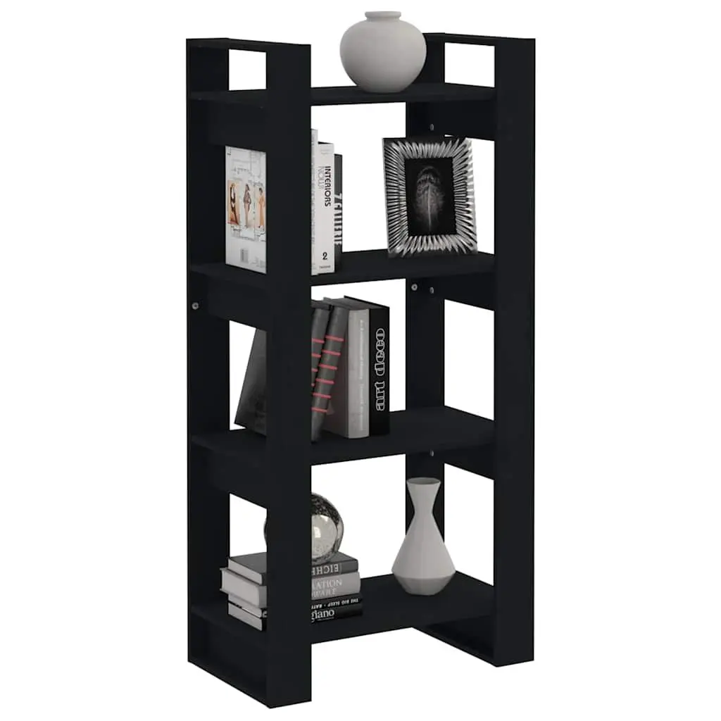 Solid Wood Book Cabinet Room Divider Storage Shelving Unit Black 60x35x125cm
