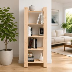 Brown Solid Wood Book Cabinet Room Divider 60x35x160cm