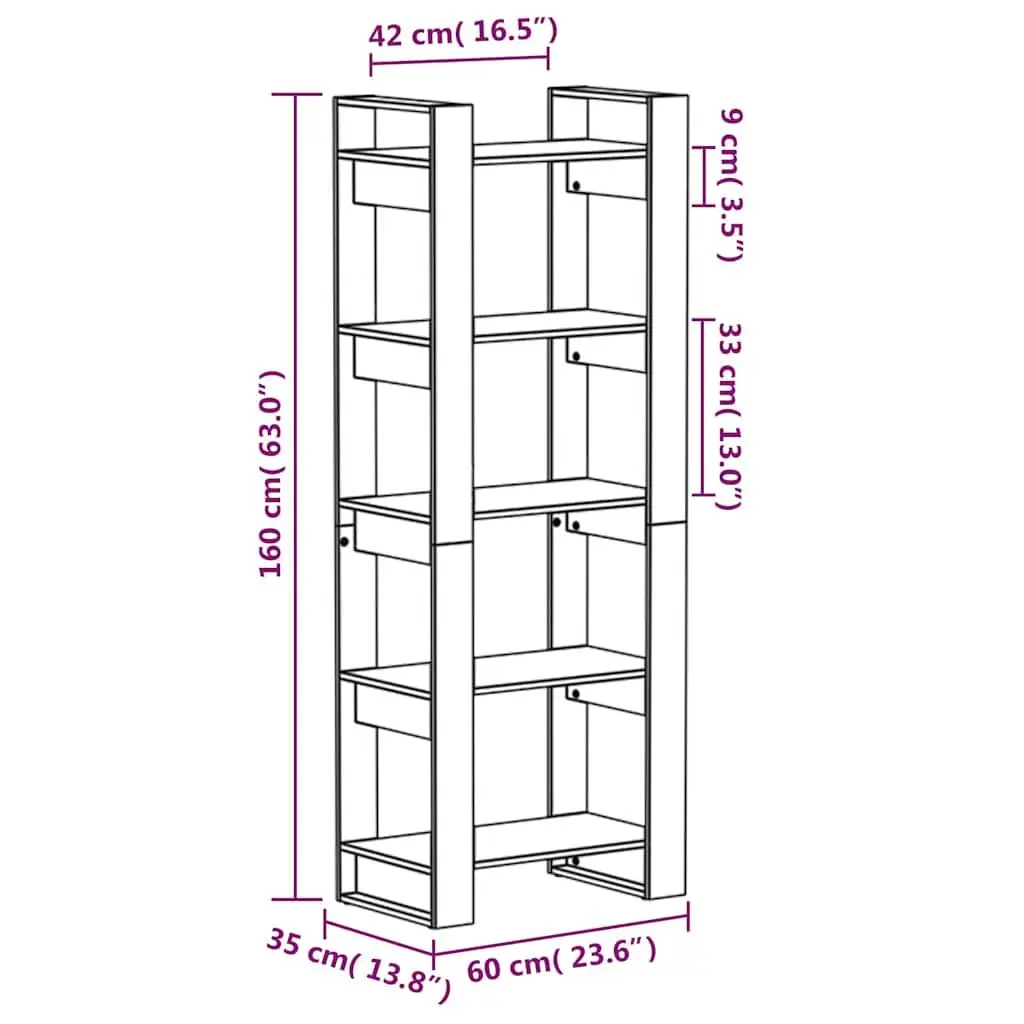 Solid Wood Book Cabinet Room Divider Shelving Unit Brown 60x35x160cm Pine Wood