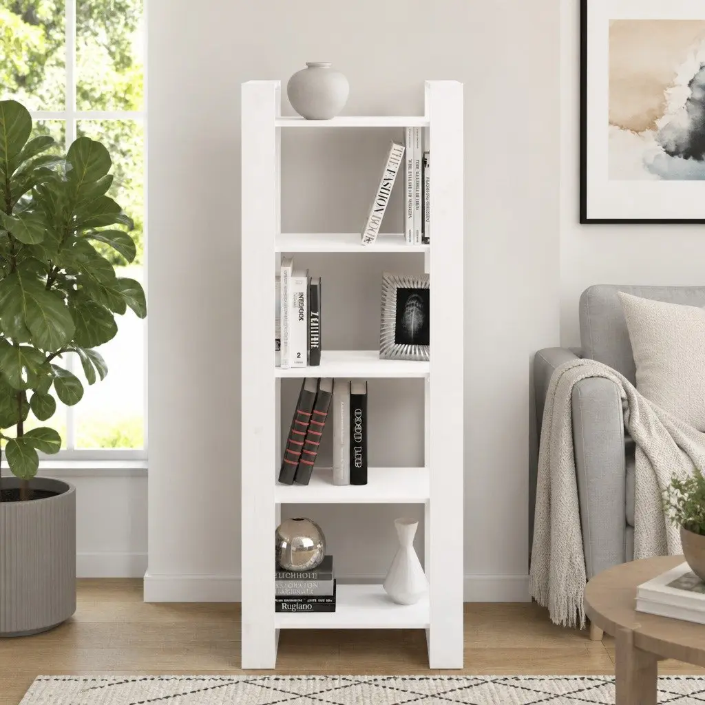 Book Cabinet Room Divider White 60x35x160 cm Solid Pine Wood