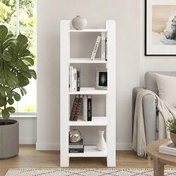 White Book Cabinet Room Divider in Solid Pine Wood