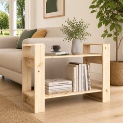 Warm Solid Pine Wood Book Cabinet Room Divider