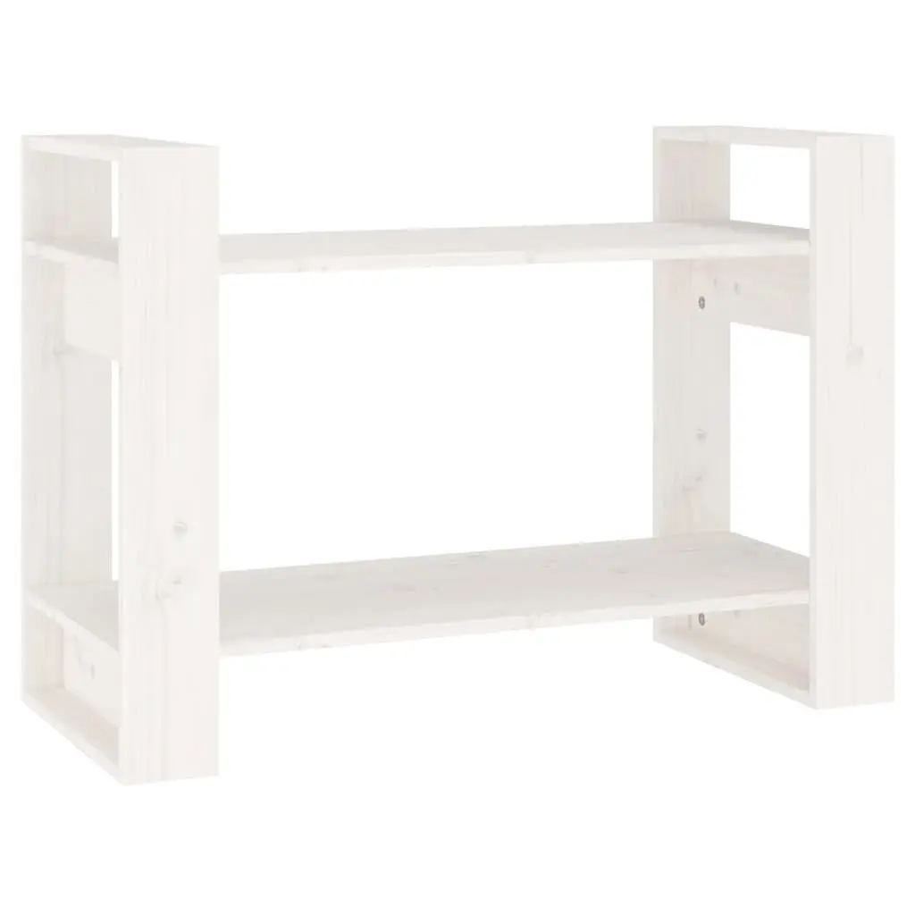 White Wooden Book Cabinet Room Divider 80x35x56.5 cm Solid Pine Shelving Unit