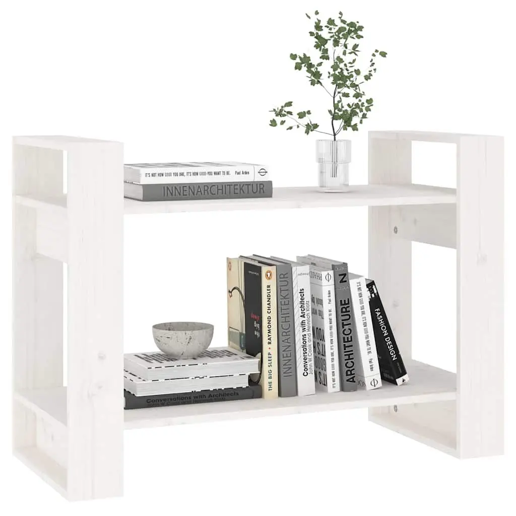 White Wooden Book Cabinet Room Divider 80x35x56.5 cm Solid Pine Shelving Unit