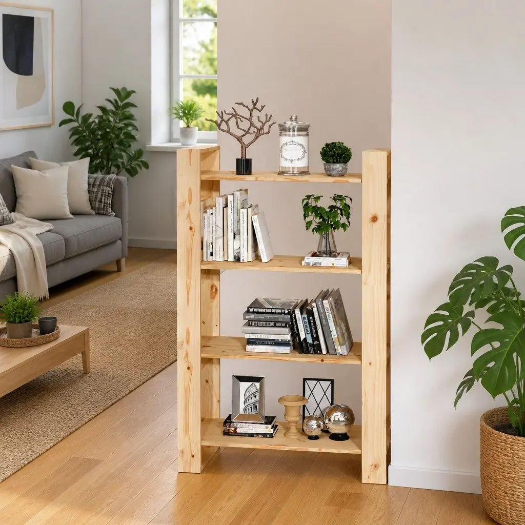 Solid Pine Wood Book Cabinet and Room Divider 80x35x125cm