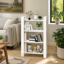 Elegant White Solid Pine Wood Book Cabinet Room Divider