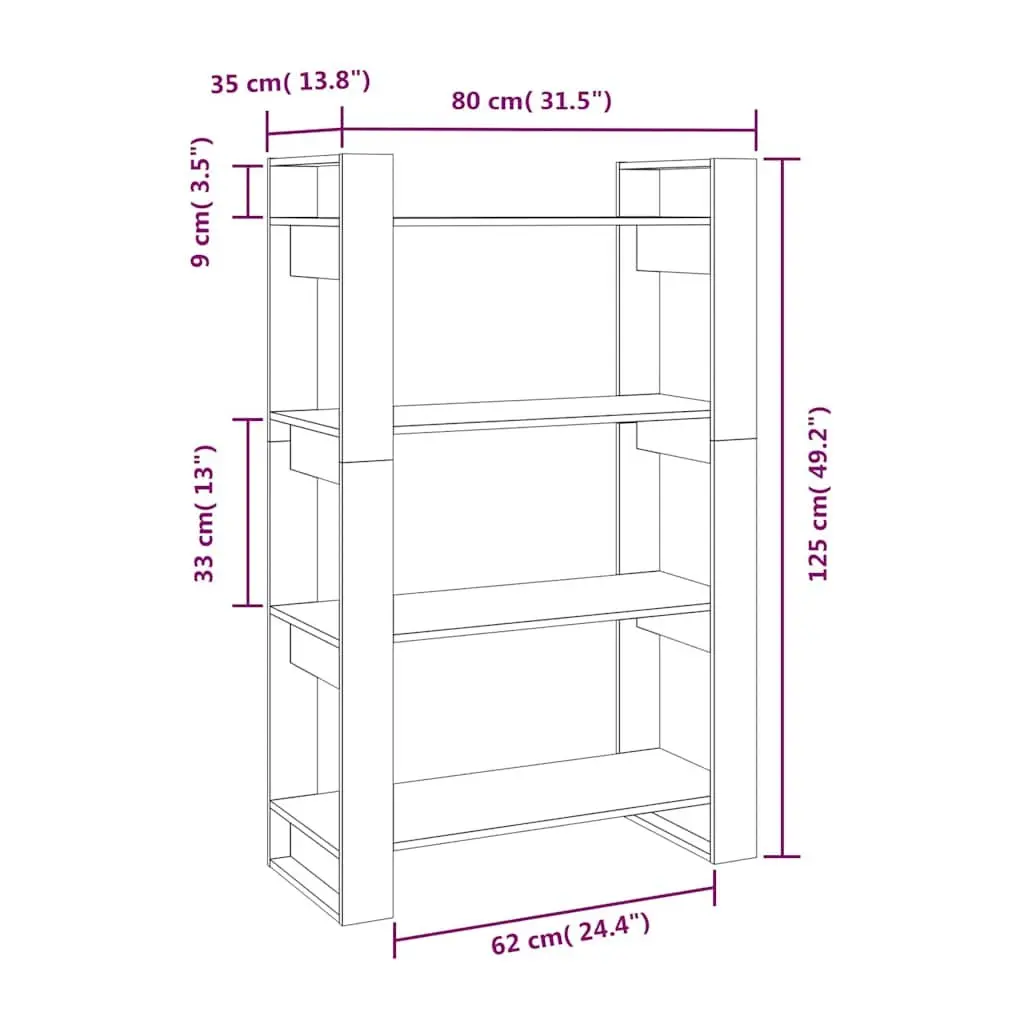 White Solid Pine Wood Book Cabinet Room Divider