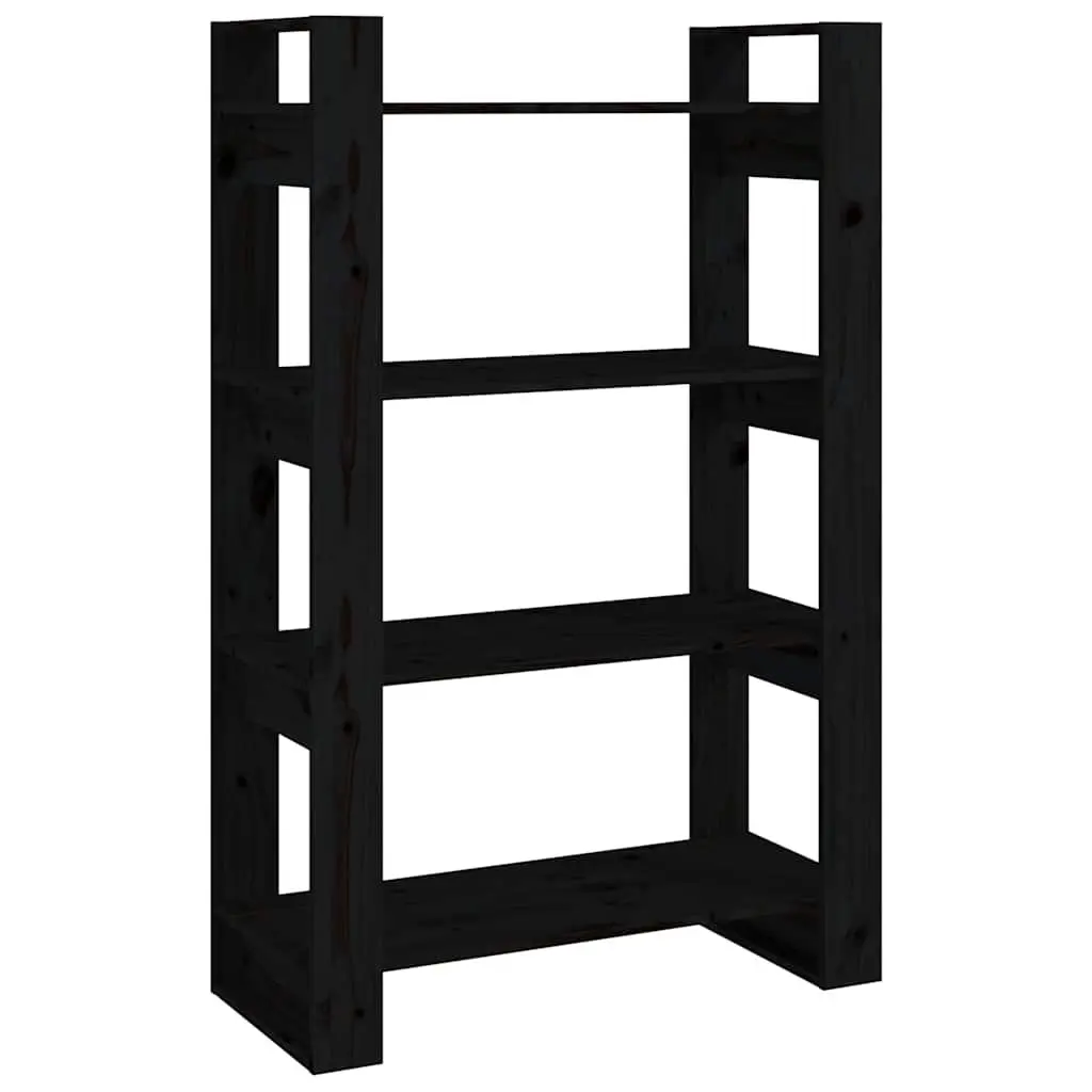 Black Solid Pine Wood Book Cabinet and Room Divider